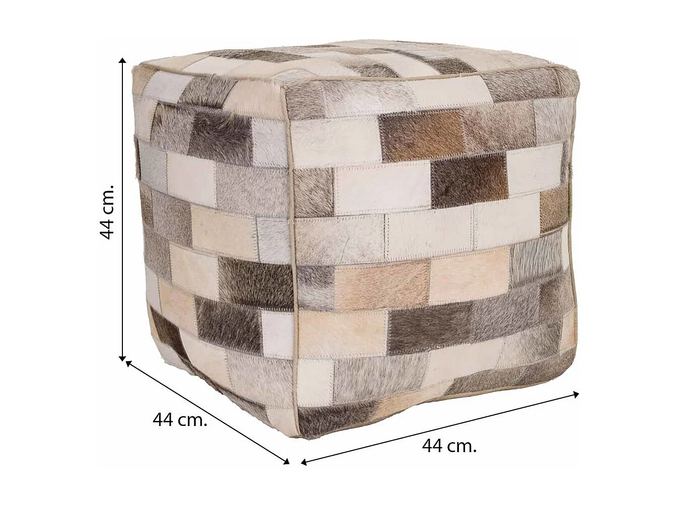 Pouf in pelle marrone 44x44x44h cm