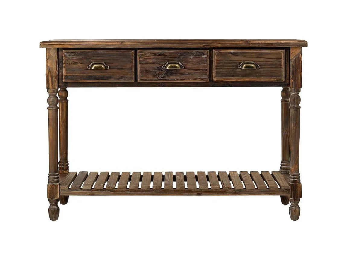 Table d'entrée en bois avec 3 tiroirs 120x38x81h cm