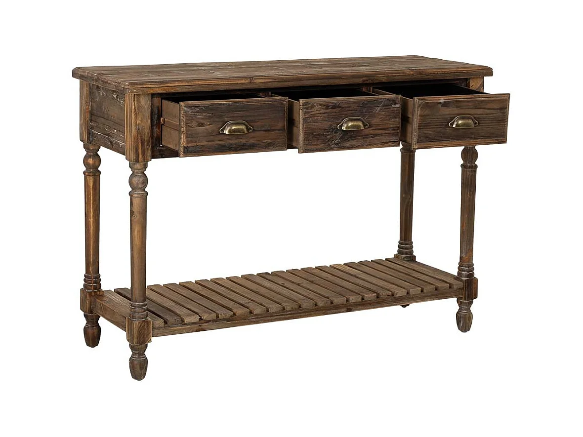 Table d'entrée en bois avec 3 tiroirs 120x38x81h cm