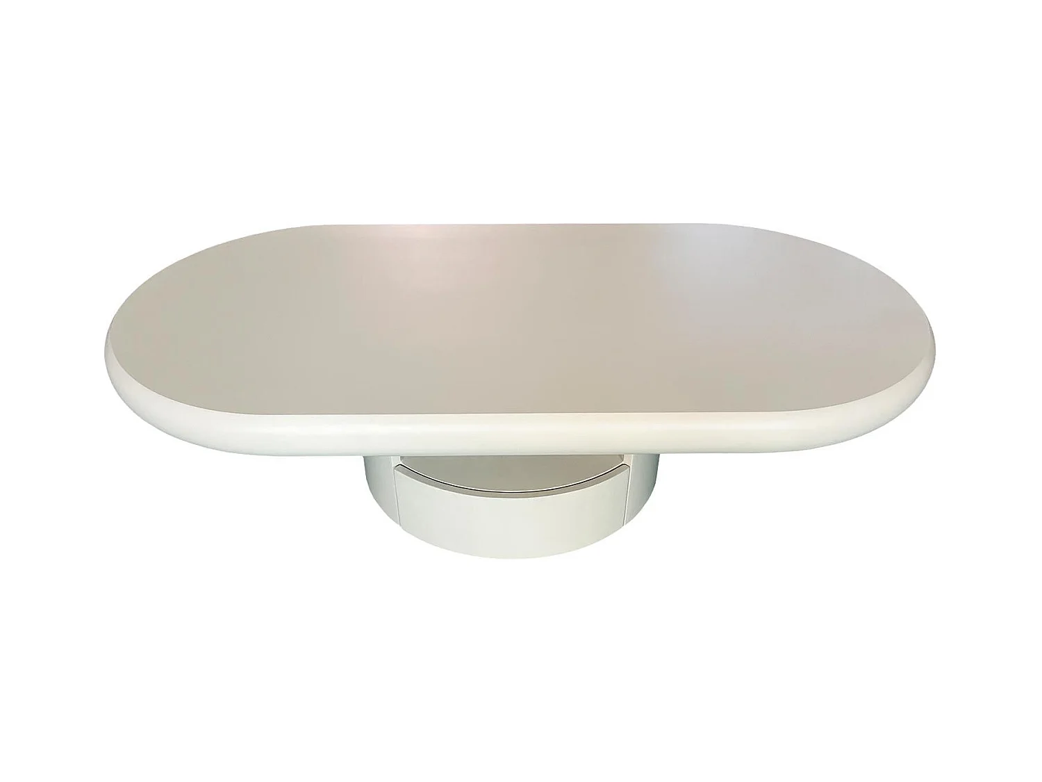 Table basse ovale avec tiroirs 60x120cm Barket Crème