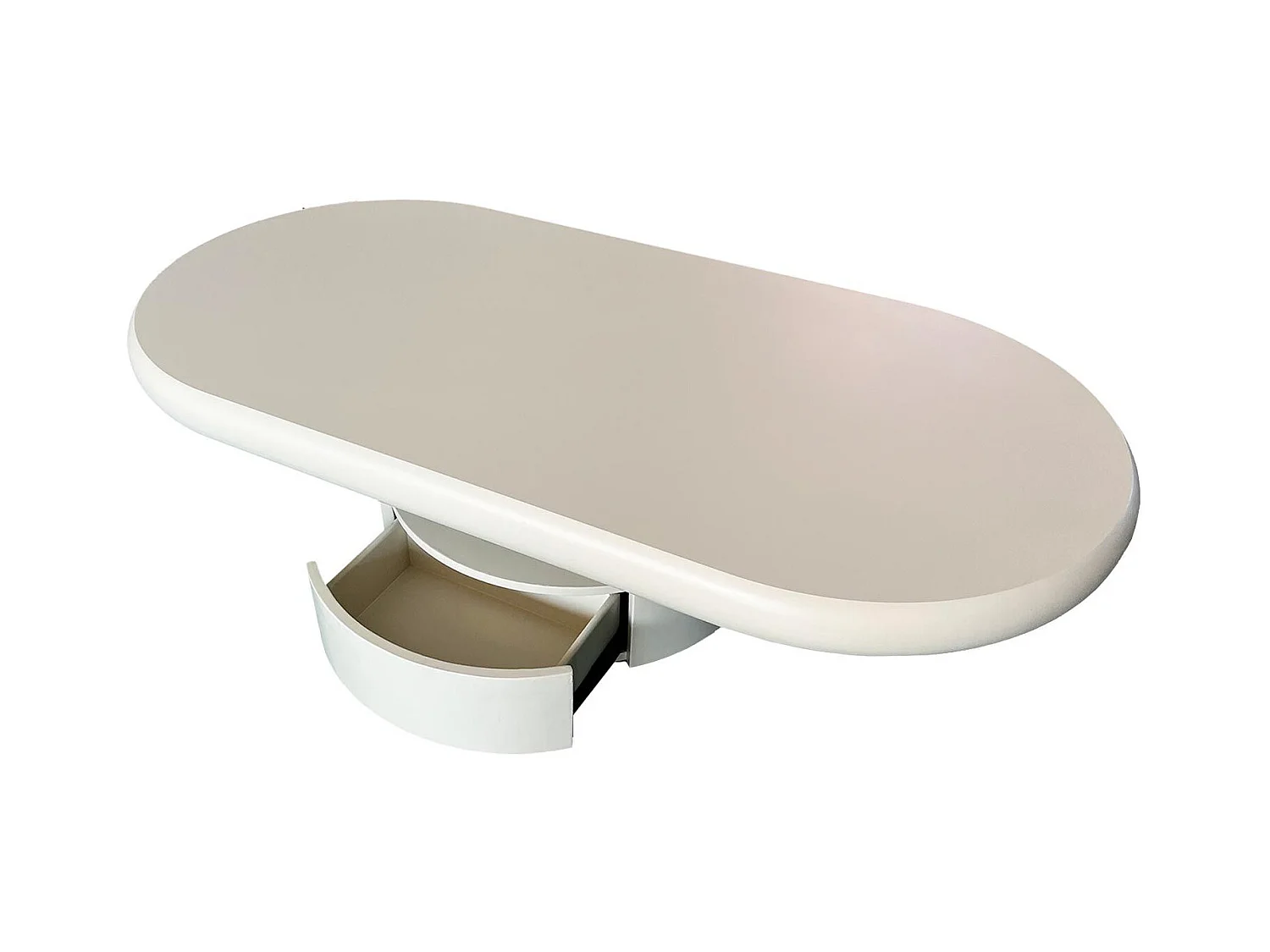 Table basse ovale avec tiroirs 60x120cm Barket Crème