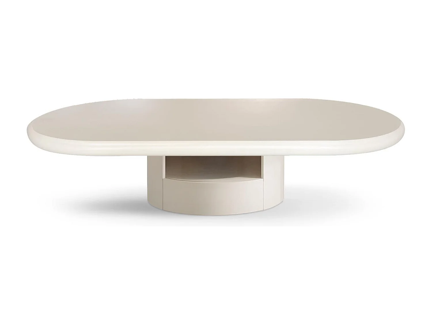 Table basse ovale avec tiroirs 60x120cm Barket Crème