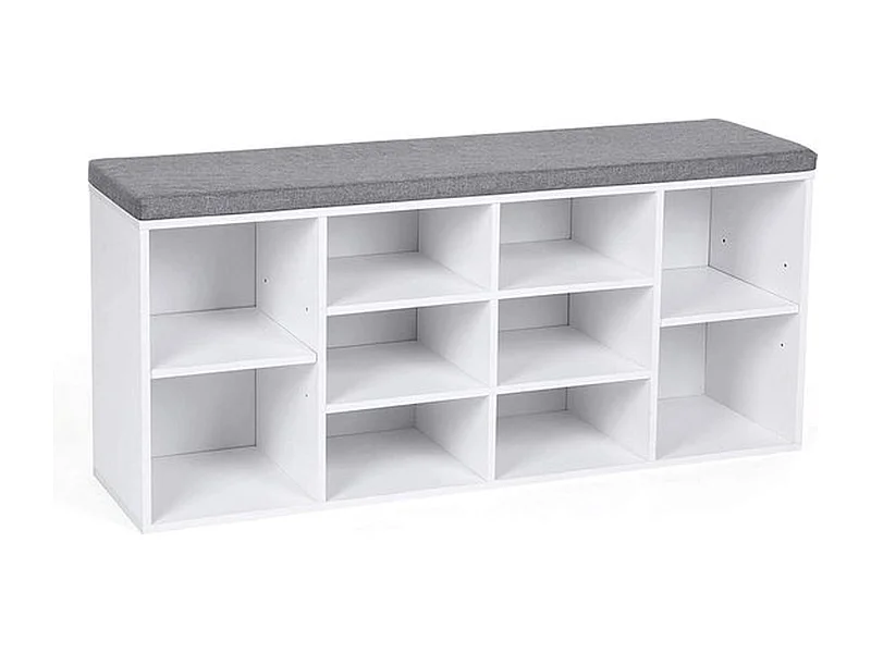 Schoenenkast met Zitvlak - Wit/ Grijs