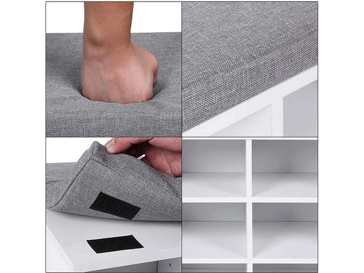 Schoenenkast met Zitvlak - Wit/ Grijs