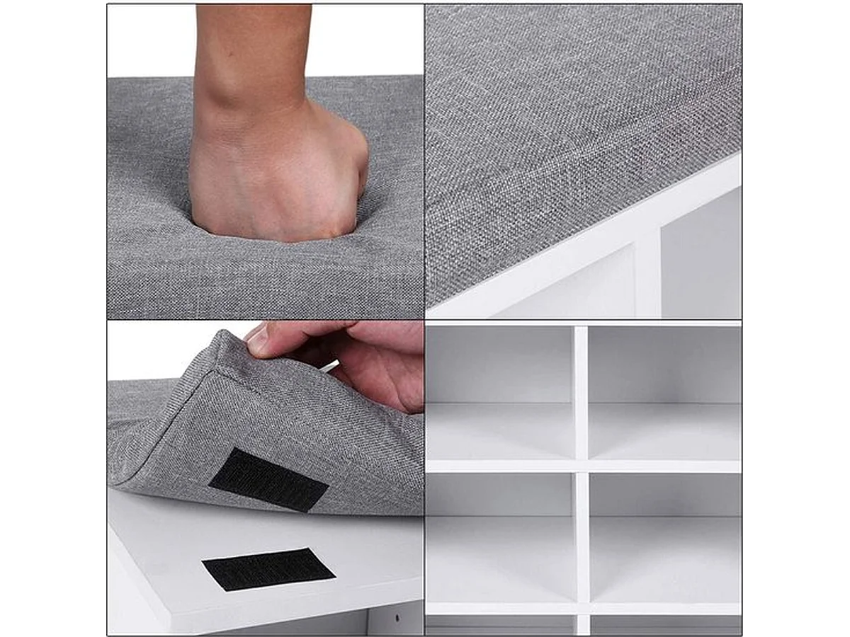 Schoenenkast met Zitvlak - Wit/ Grijs