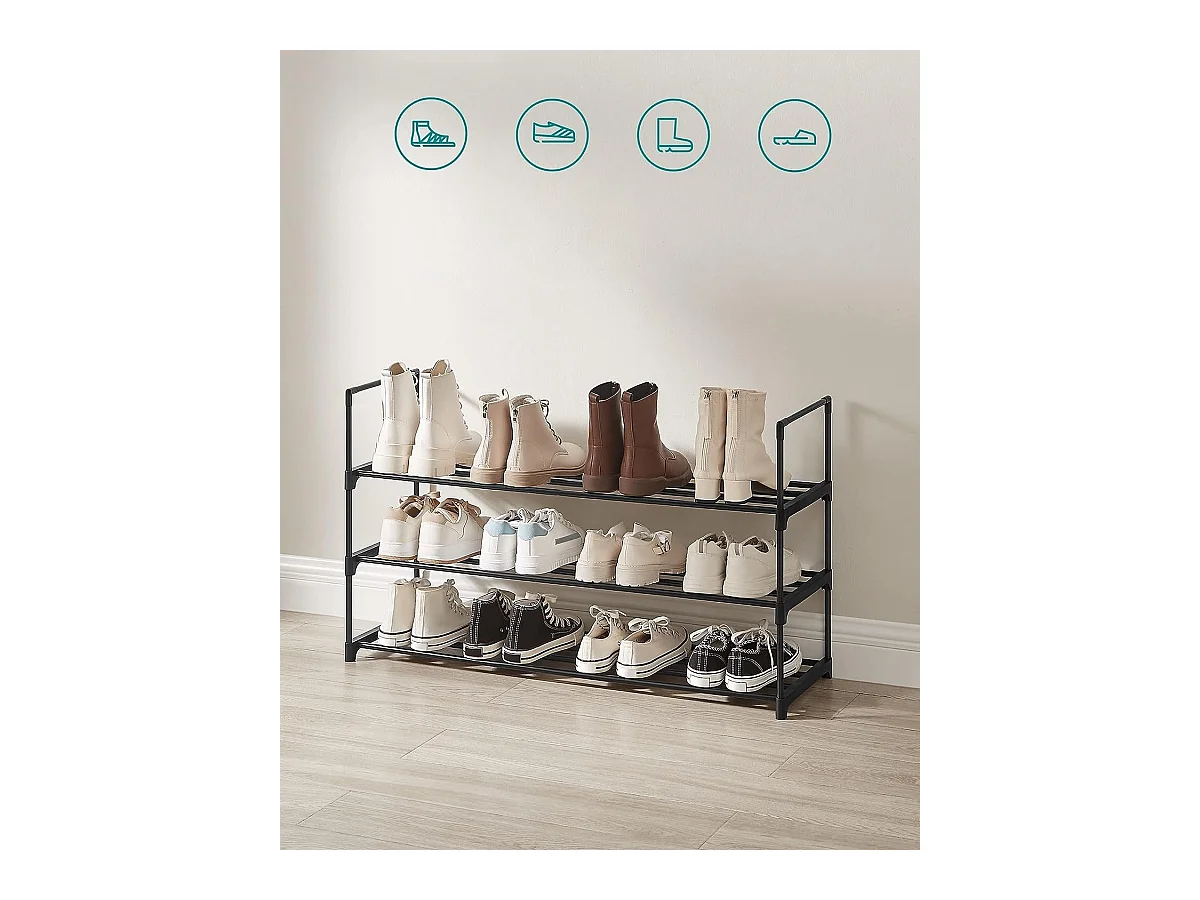 Parya Home schoenenrek met 3-lagen - metalen  - zwart