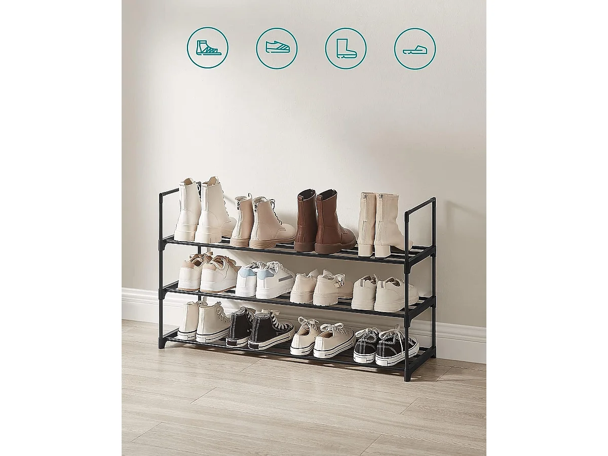 Parya Home schoenenrek met 3-lagen - metalen  - zwart