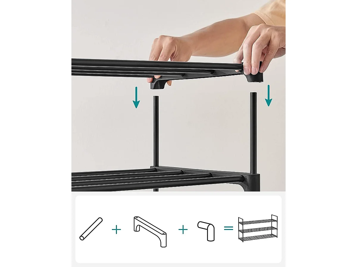 Parya Home schoenenrek met 3-lagen - metalen  - zwart