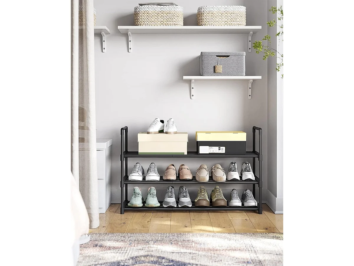 Parya Home schoenenrek met 3-lagen - metalen  - zwart