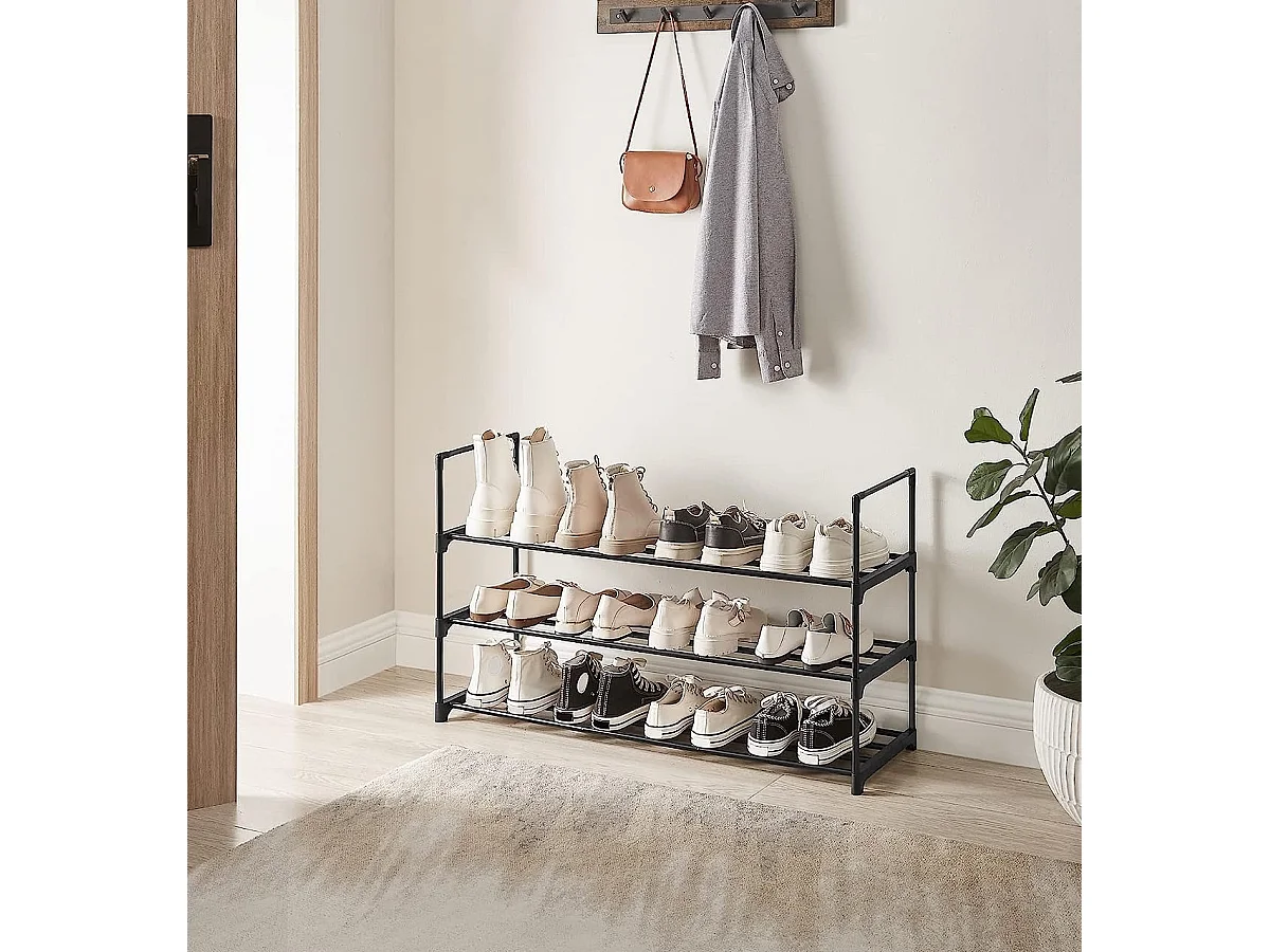 Parya Home schoenenrek met 3-lagen - metalen  - zwart