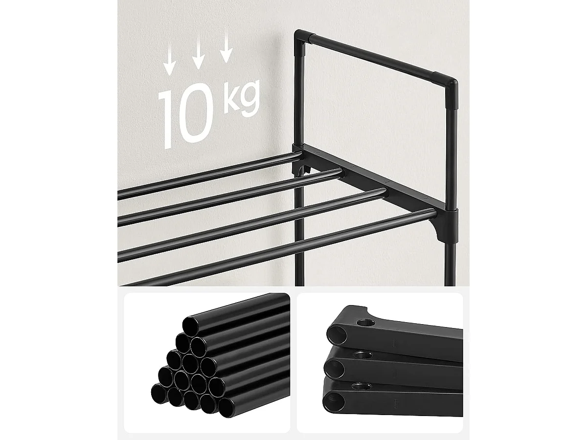 Parya Home schoenenrek met 3-lagen - metalen  - zwart