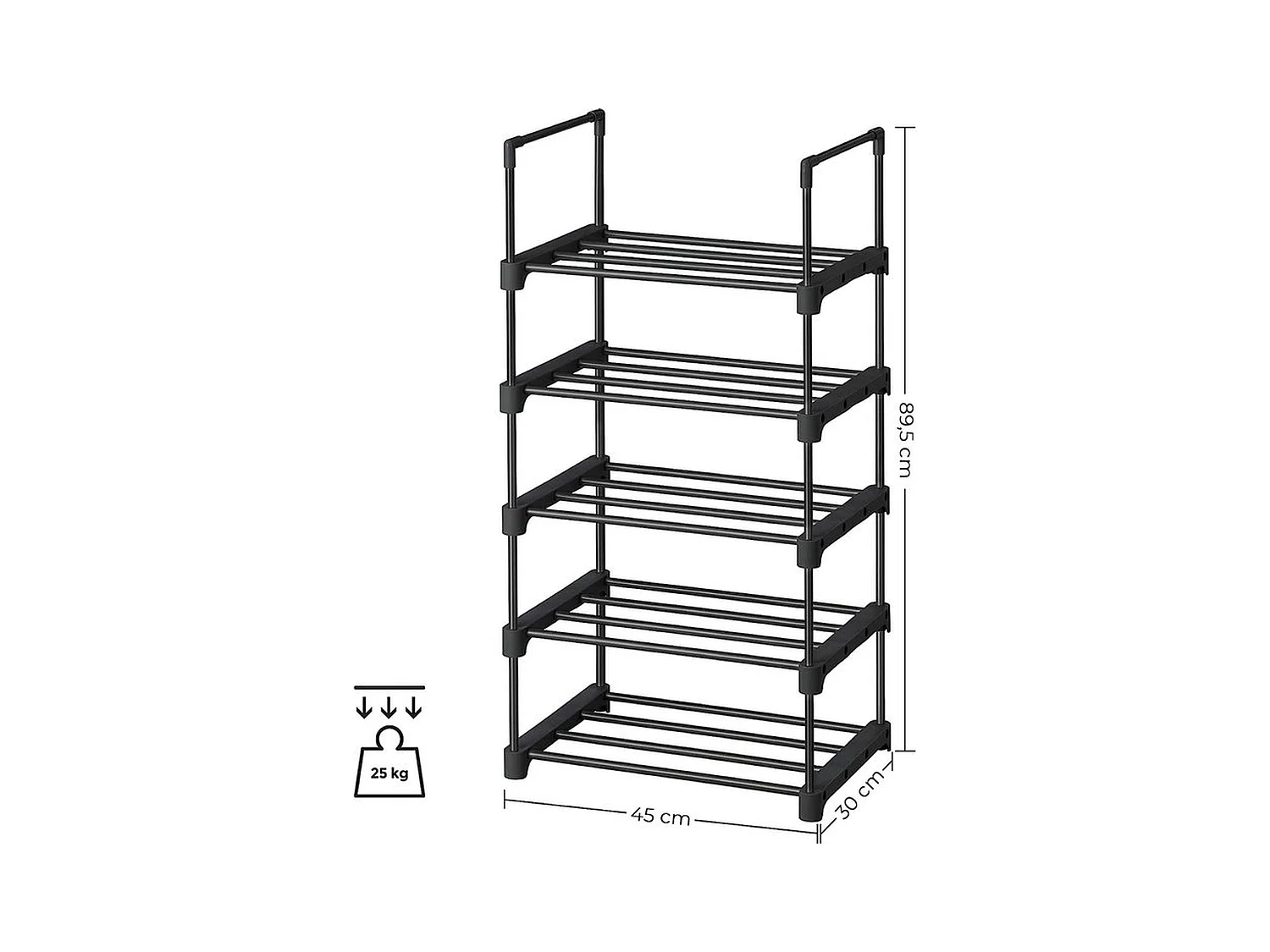 Parya Home metalen schoenrek met 5 niveaus - zwart