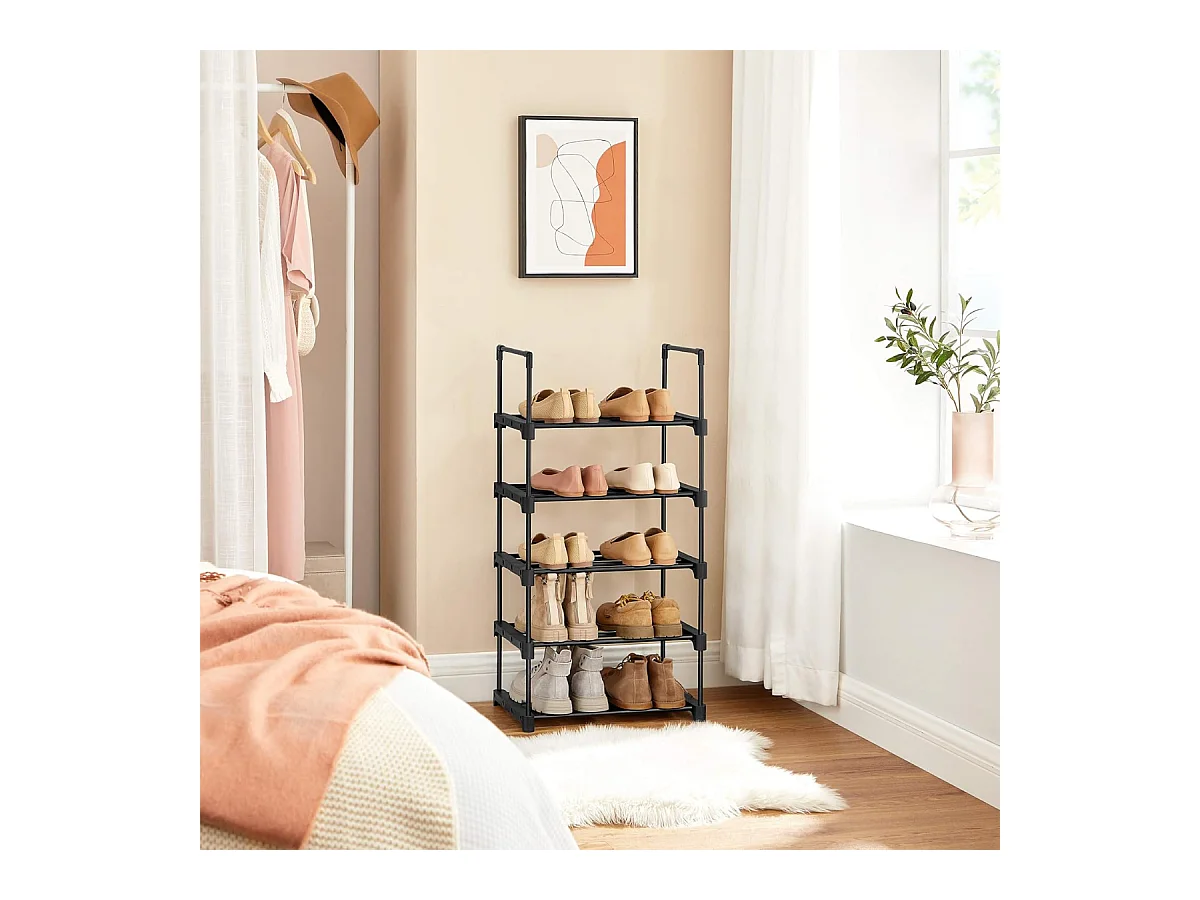 Parya Home metalen schoenrek met 5 niveaus - zwart