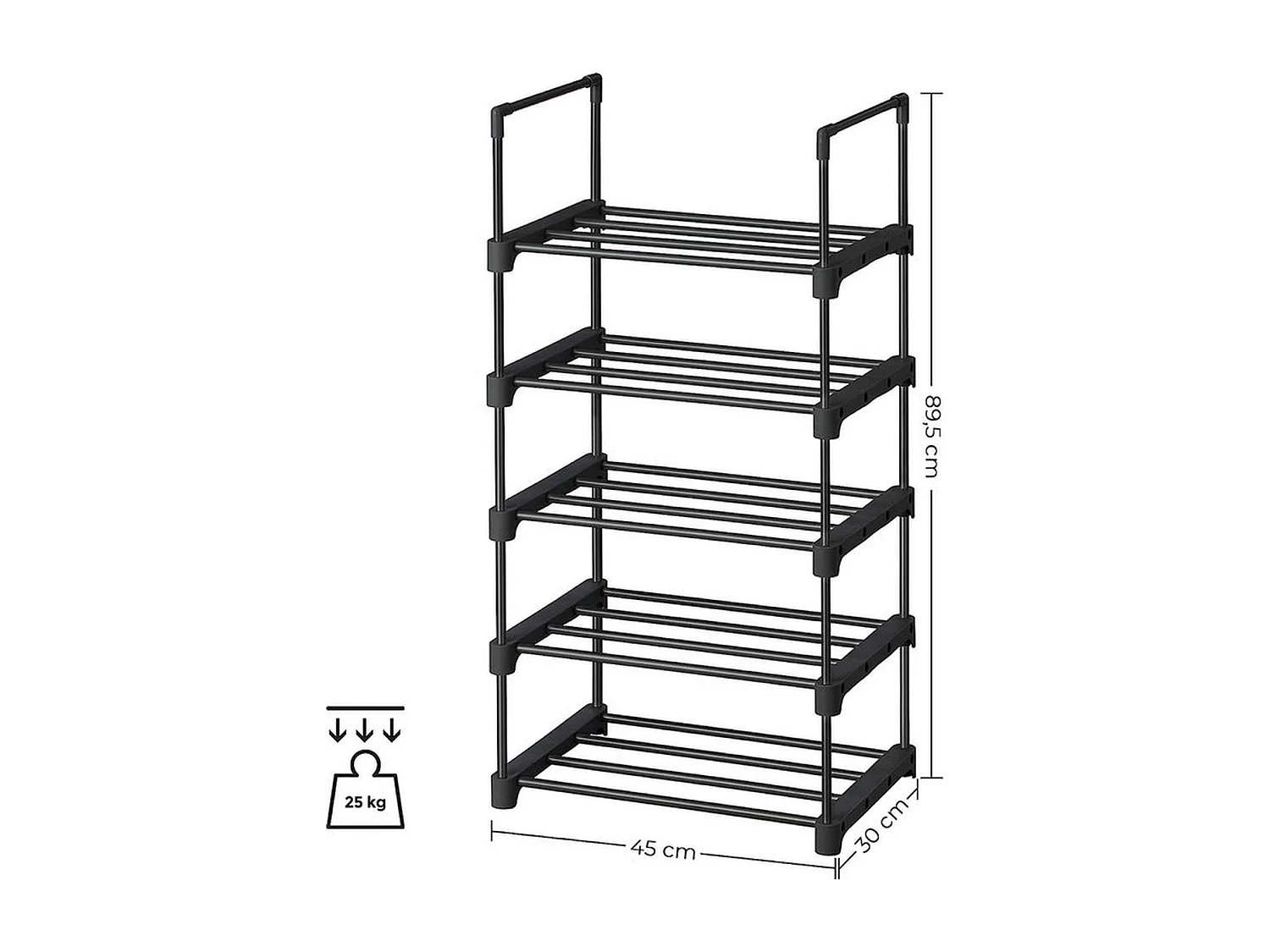 Parya Home metalen schoenrek met 5 niveaus - zwart