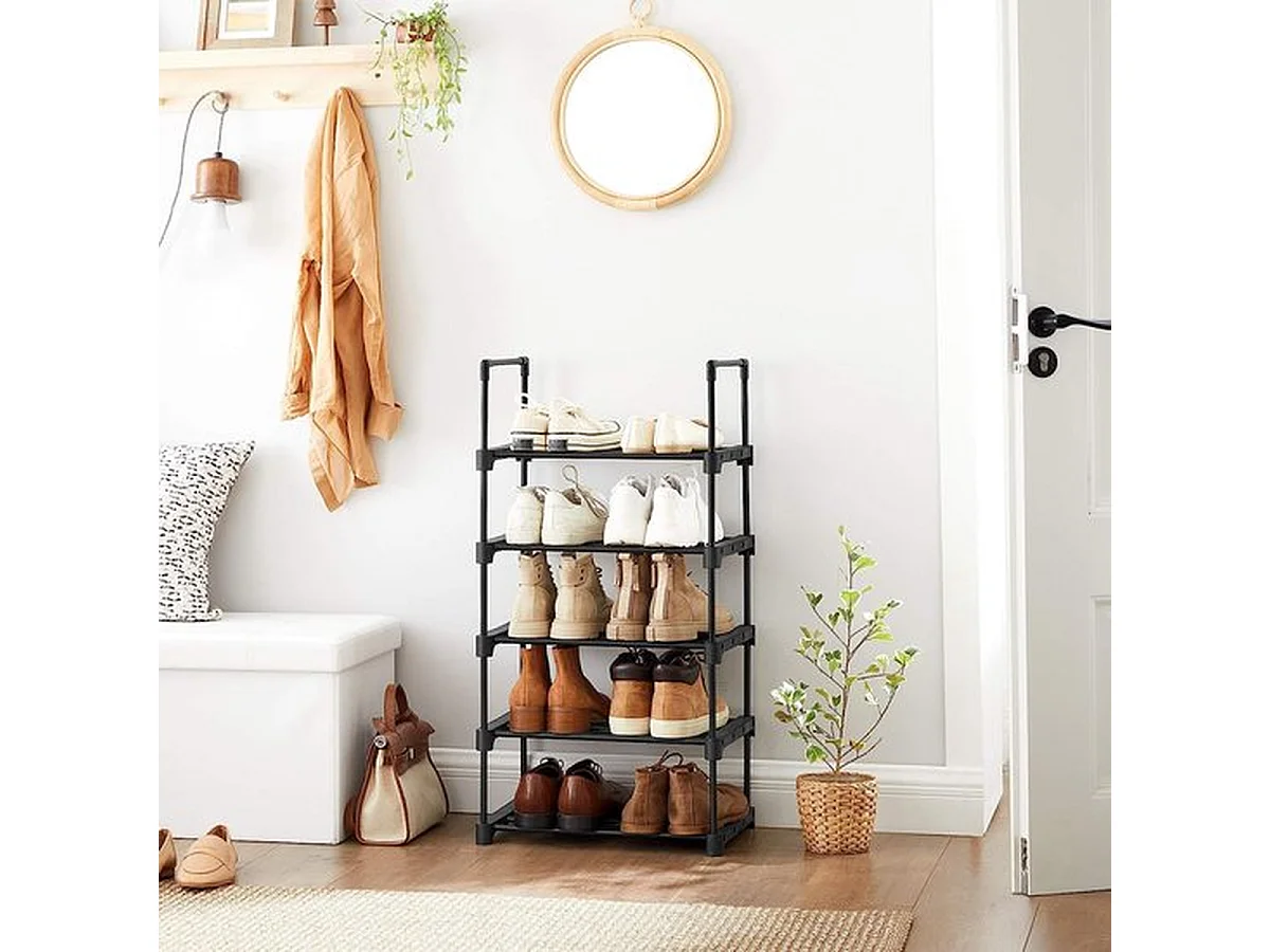 Parya Home metalen schoenrek met 5 niveaus - zwart