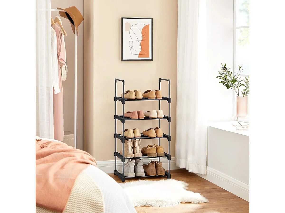 Parya Home metalen schoenrek met 5 niveaus - zwart