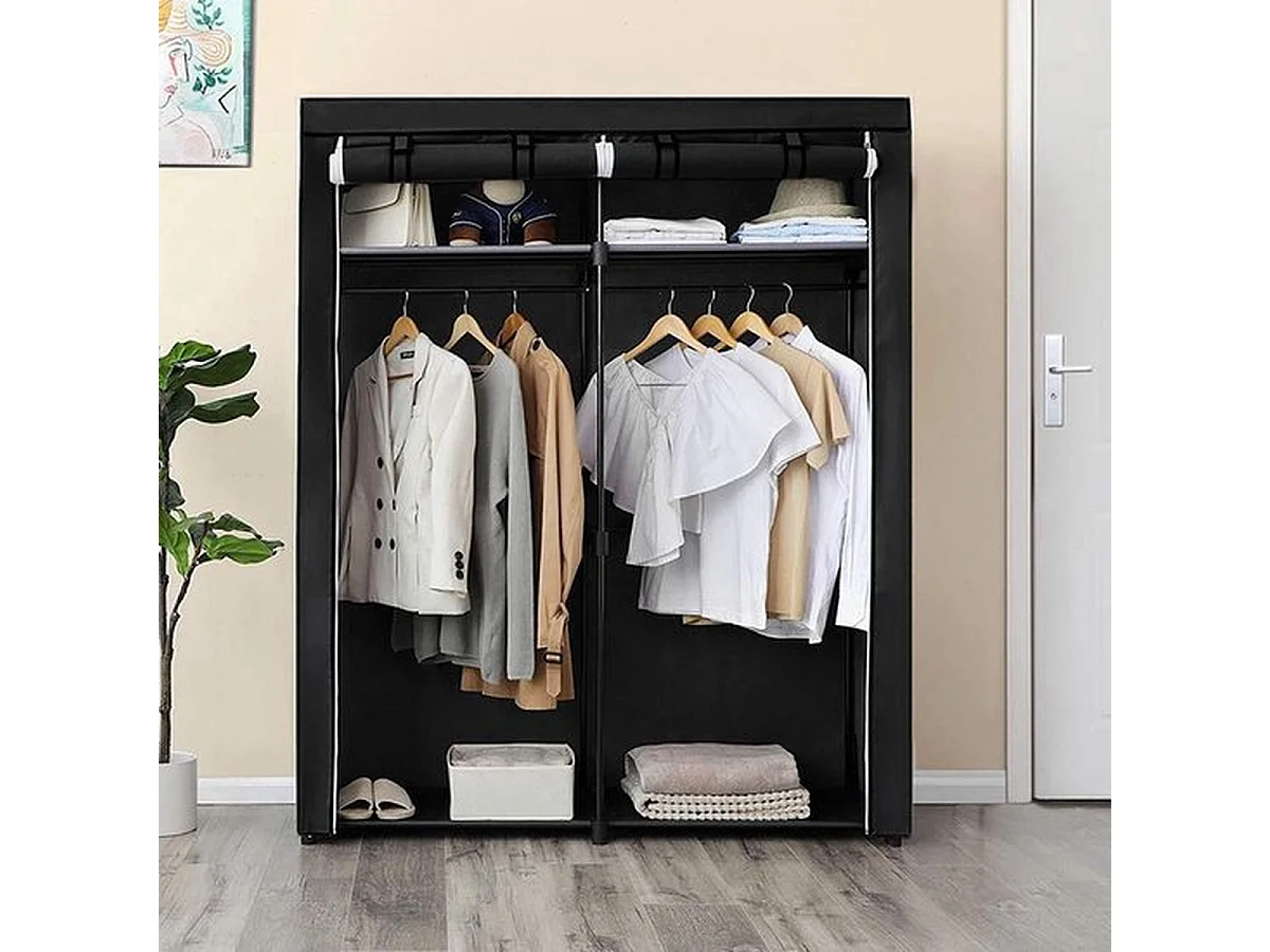 Bobbel Home - Opvouwbare Garderobekast - Kunststof - Zwart