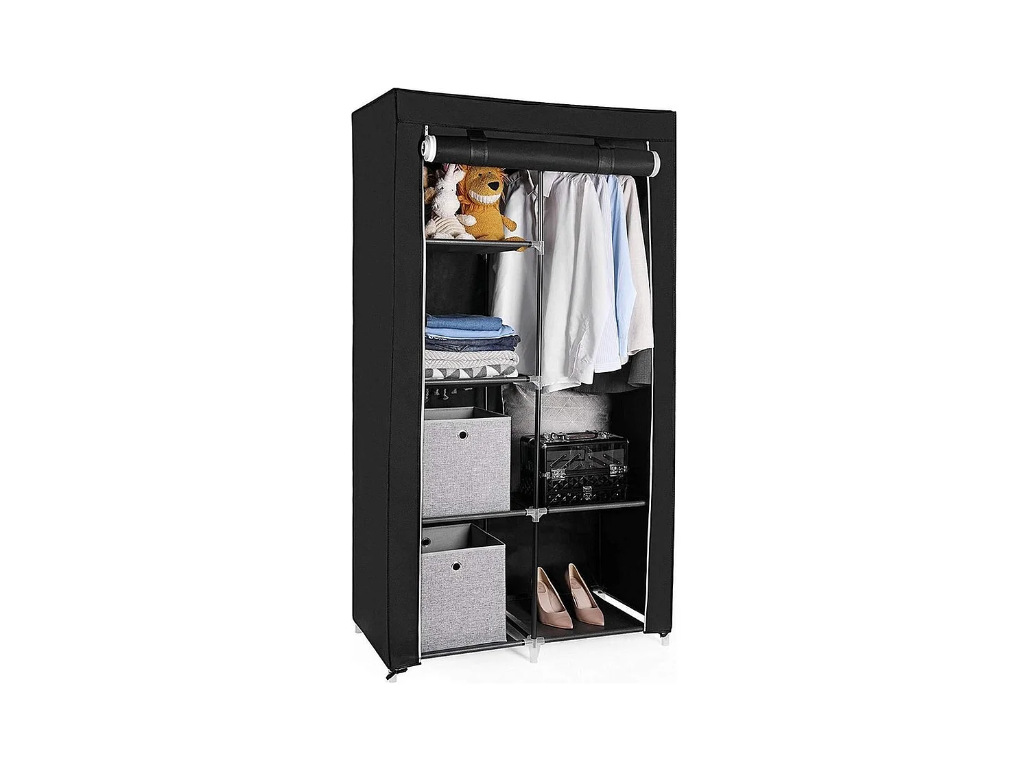 Bobbel Home Garderobekast XL - Kledingkast -  Opvouwbare Garderobekast Zwart