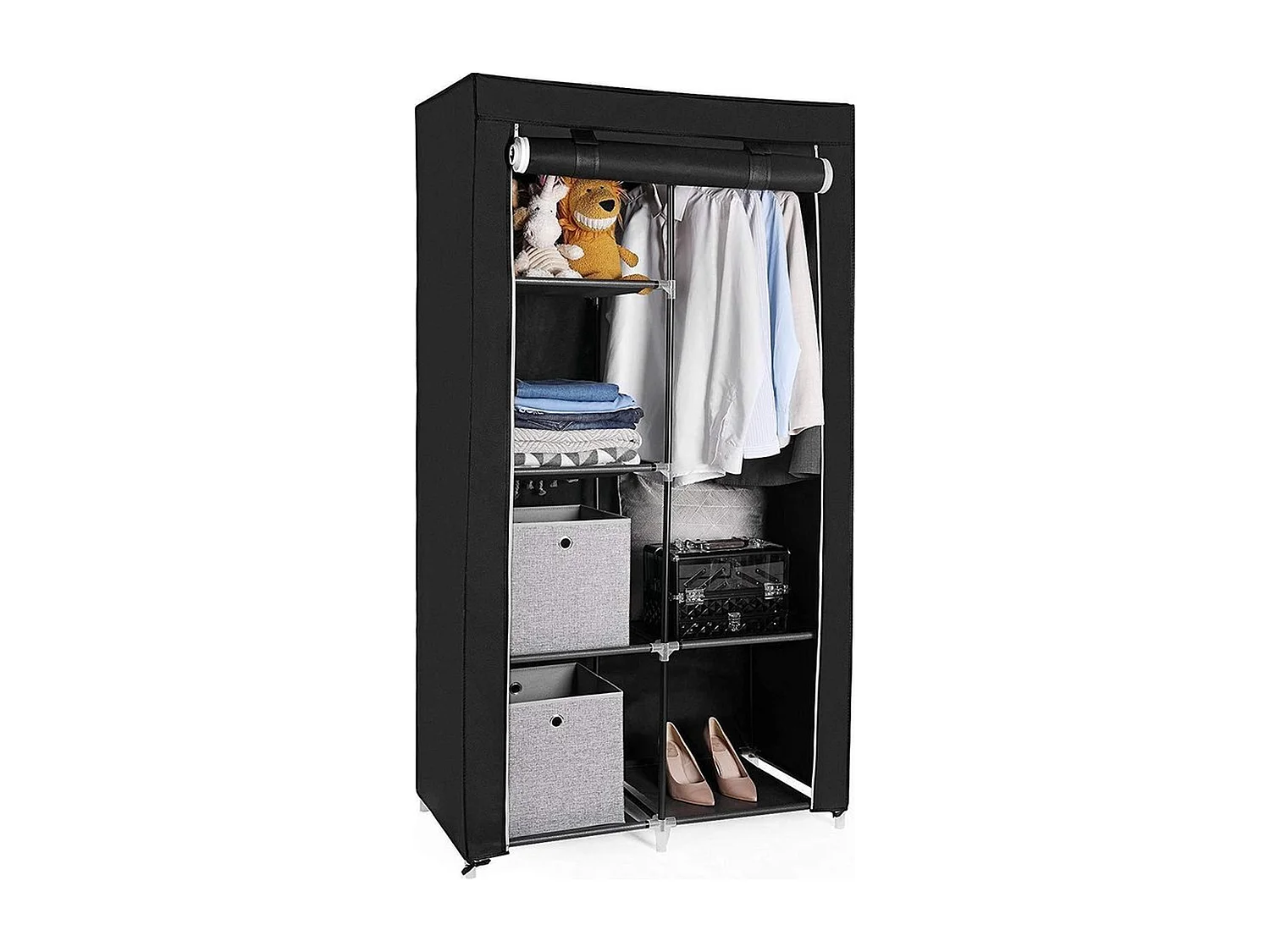 Bobbel Home Garderobekast XL - Kledingkast -  Opvouwbare Garderobekast Zwart