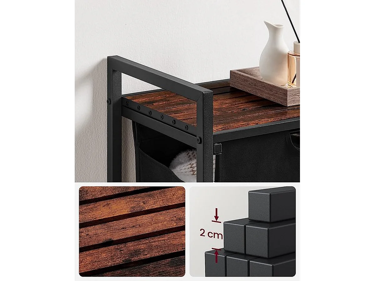 Wasmand, met plank, waskast, oxford stof wasstas, metalen frame, 65 l, 50 x 33 x 72 cm.