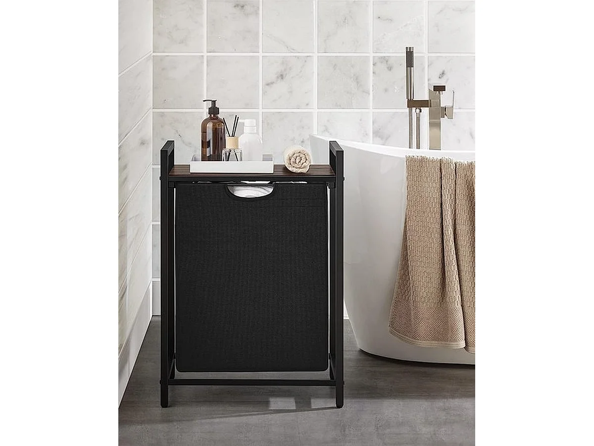 Wasmand, met plank, waskast, oxford stof wasstas, metalen frame, 65 l, 50 x 33 x 72 cm.