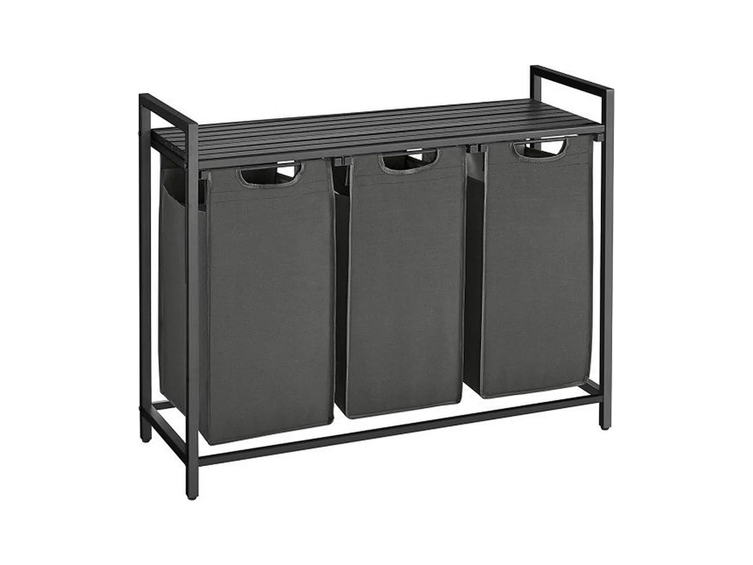 Wasmand Met 3 Vakken, Uittrekbaar Wassorteerder, Afneembaar Waszak, 3 X 38L, 92,5 X 33 X 72 Cm