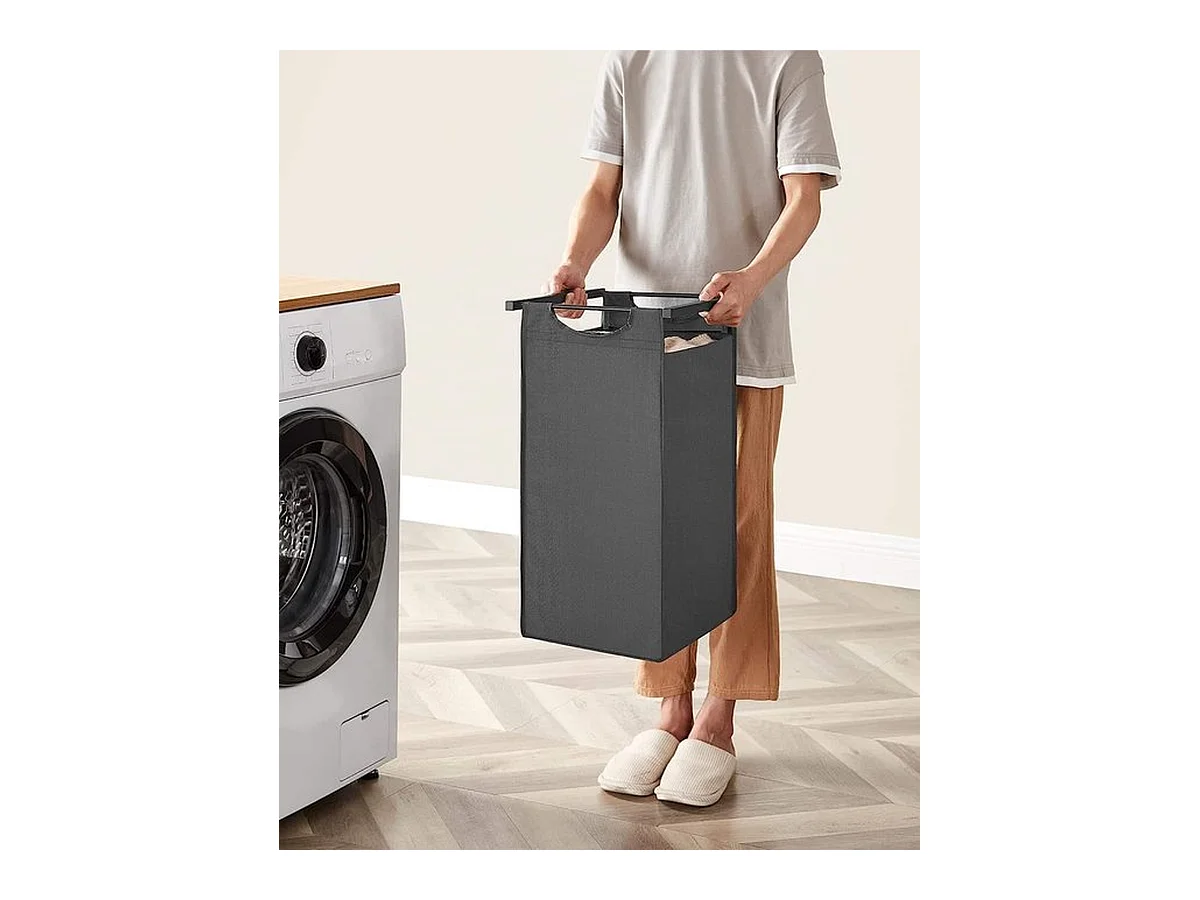 Wasmand Met 3 Vakken, Uittrekbaar Wassorteerder, Afneembaar Waszak, 3 X 38L, 92,5 X 33 X 72 Cm