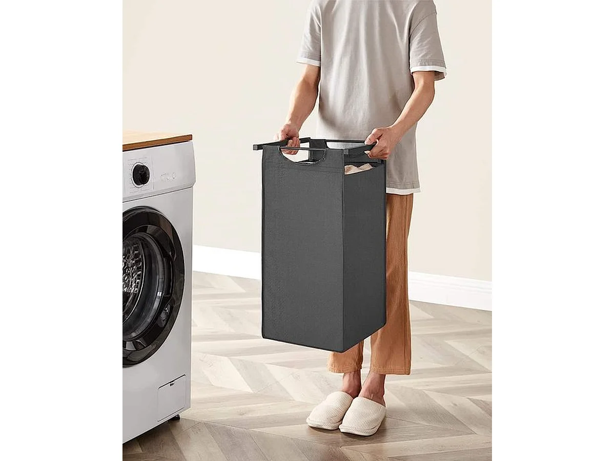Wasmand Met 3 Vakken, Uittrekbaar Wassorteerder, Afneembaar Waszak, 3 X 38L, 92,5 X 33 X 72 Cm