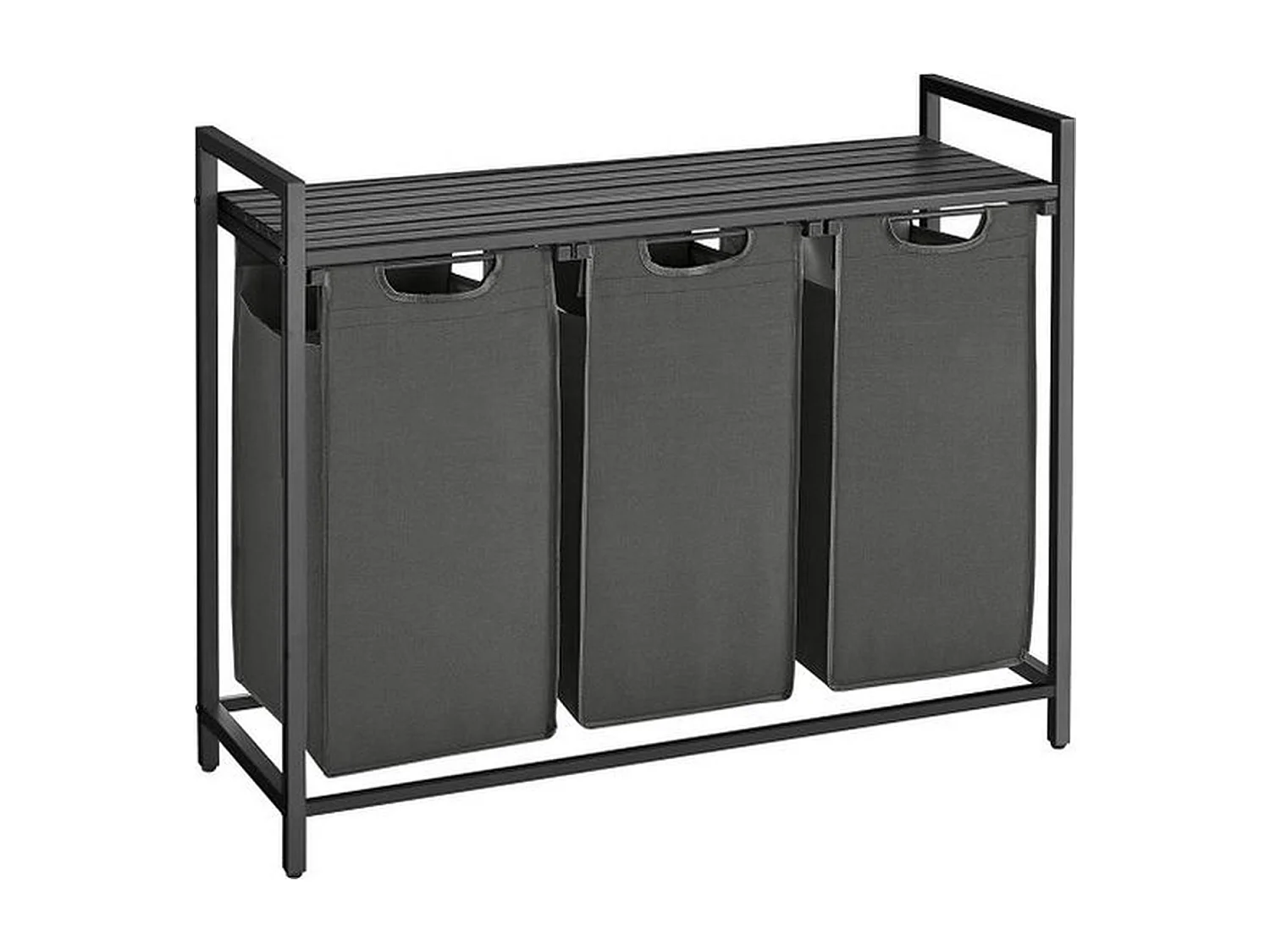 Wasmand Met 3 Vakken, Uittrekbaar Wassorteerder, Afneembaar Waszak, 3 X 38L, 92,5 X 33 X 72 Cm