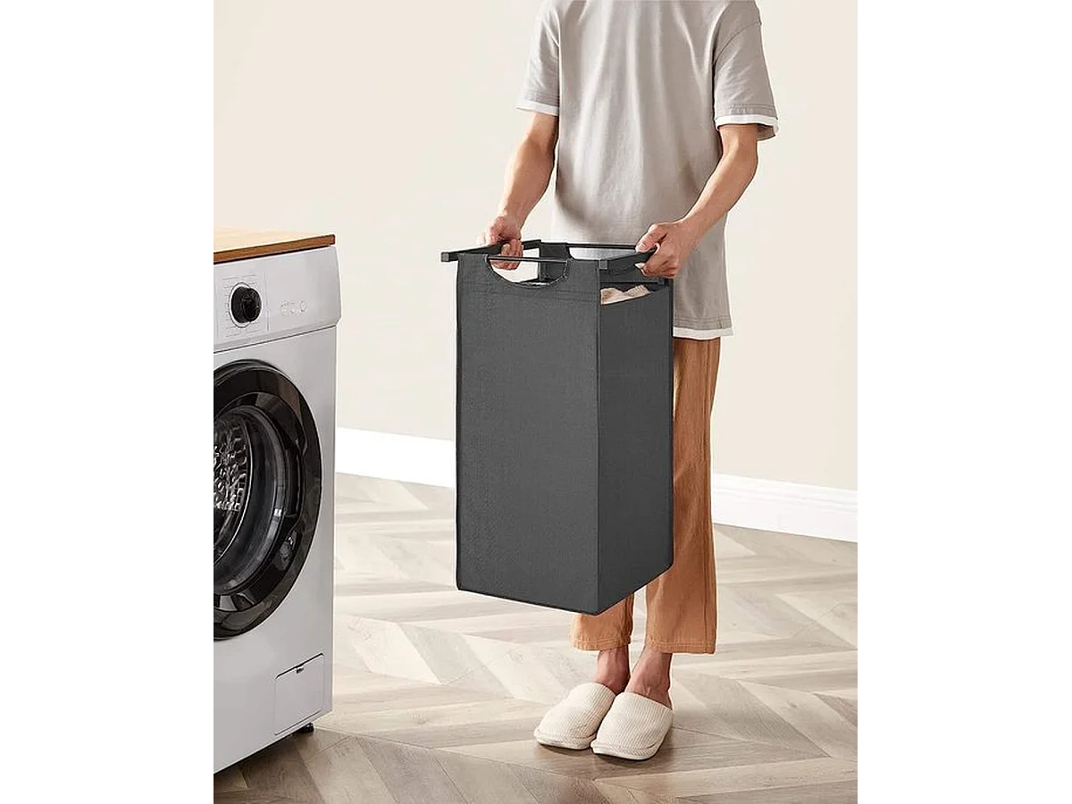Wasmand Met 3 Vakken, Uittrekbaar Wassorteerder, Afneembaar Waszak, 3 X 38L, 92,5 X 33 X 72 Cm