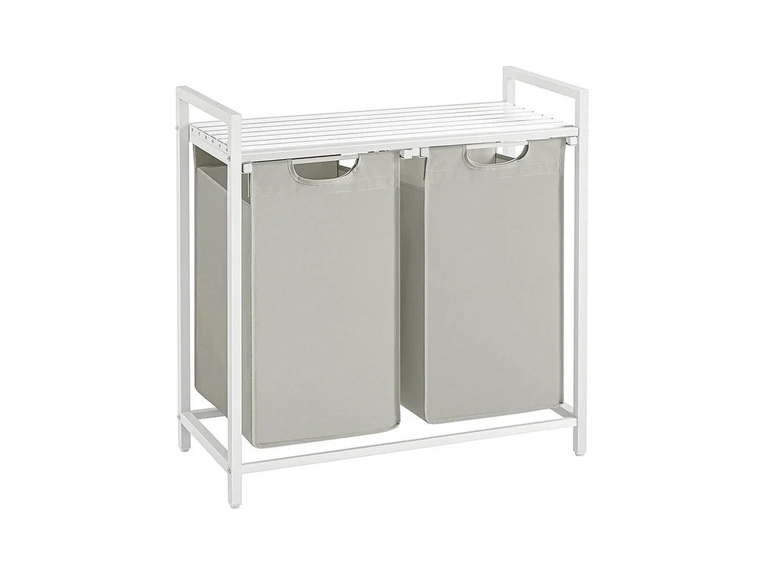 Wasmand 2 compartimenten, wasmand met plank, waskast, 2 x 46 l, 73 x 33 x 72 cm, wit