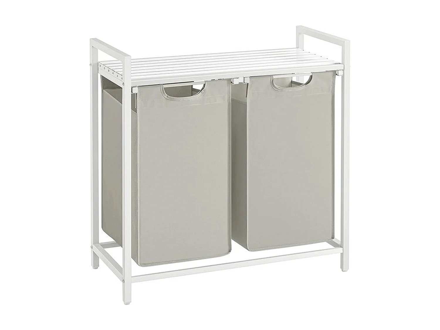 Wasmand 2 compartimenten, wasmand met plank, waskast, 2 x 46 l, 73 x 33 x 72 cm, wit