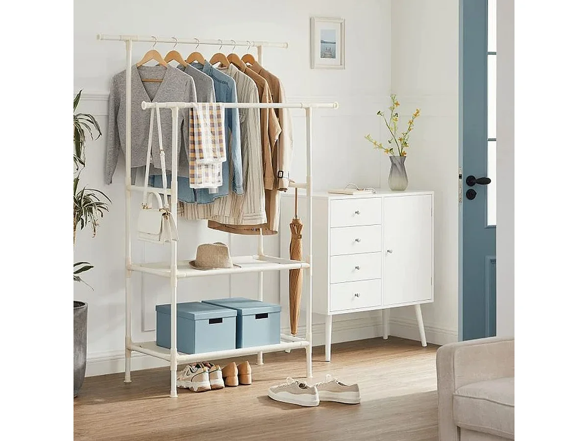 Parya Home - Kledingrek - Kledinghouder -Belastbaar tot 70 kg -Metaal - Incl. 2 stangen en 2 planken