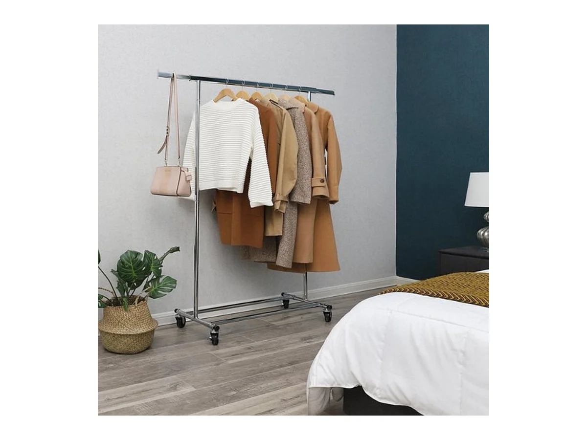 Heavy Duty Verrijdbaar Kledingrek Op Wielen - Stevig Mobiel Verstelbaar Kleren Rek Garderoberek'