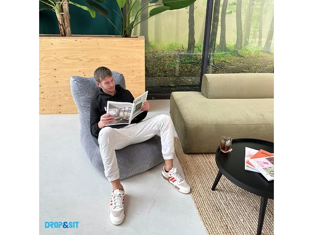 Parya - Stoel Zitzak Ribstof - Curry - 95 x 65 x 75 cm - Voor Binnen