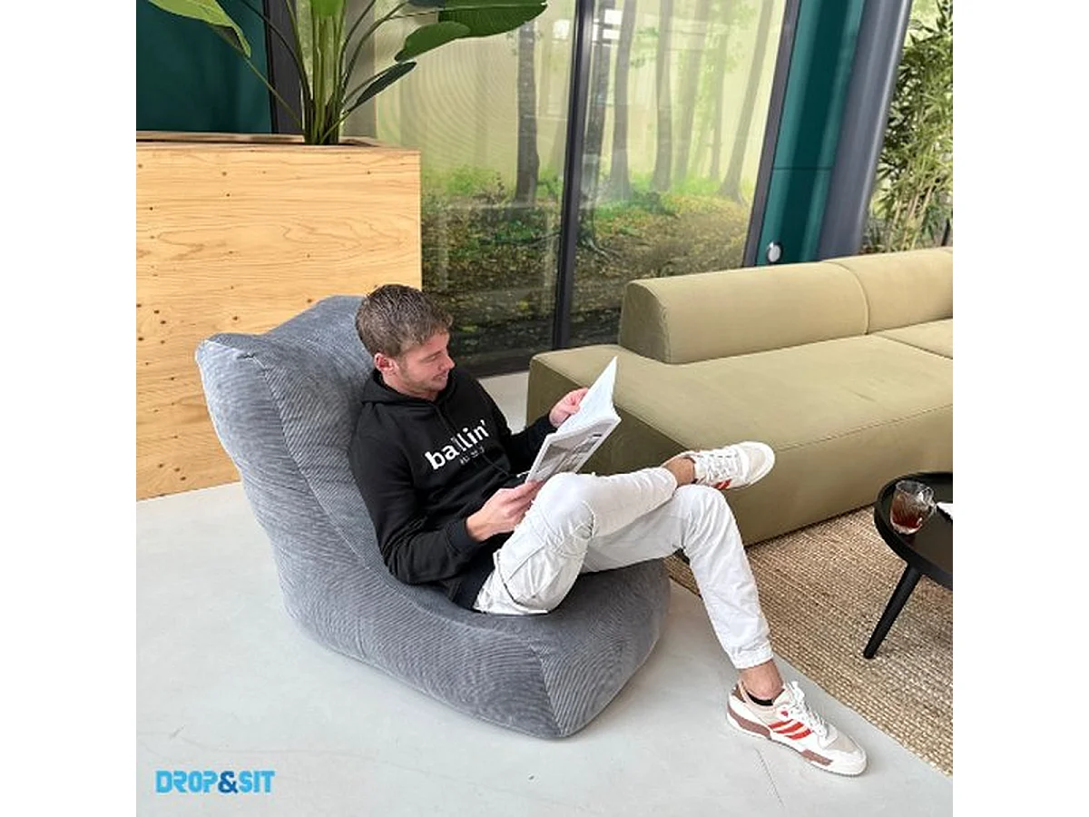 Parya - Stoel Zitzak Ribstof - Curry - 95 x 65 x 75 cm - Voor Binnen