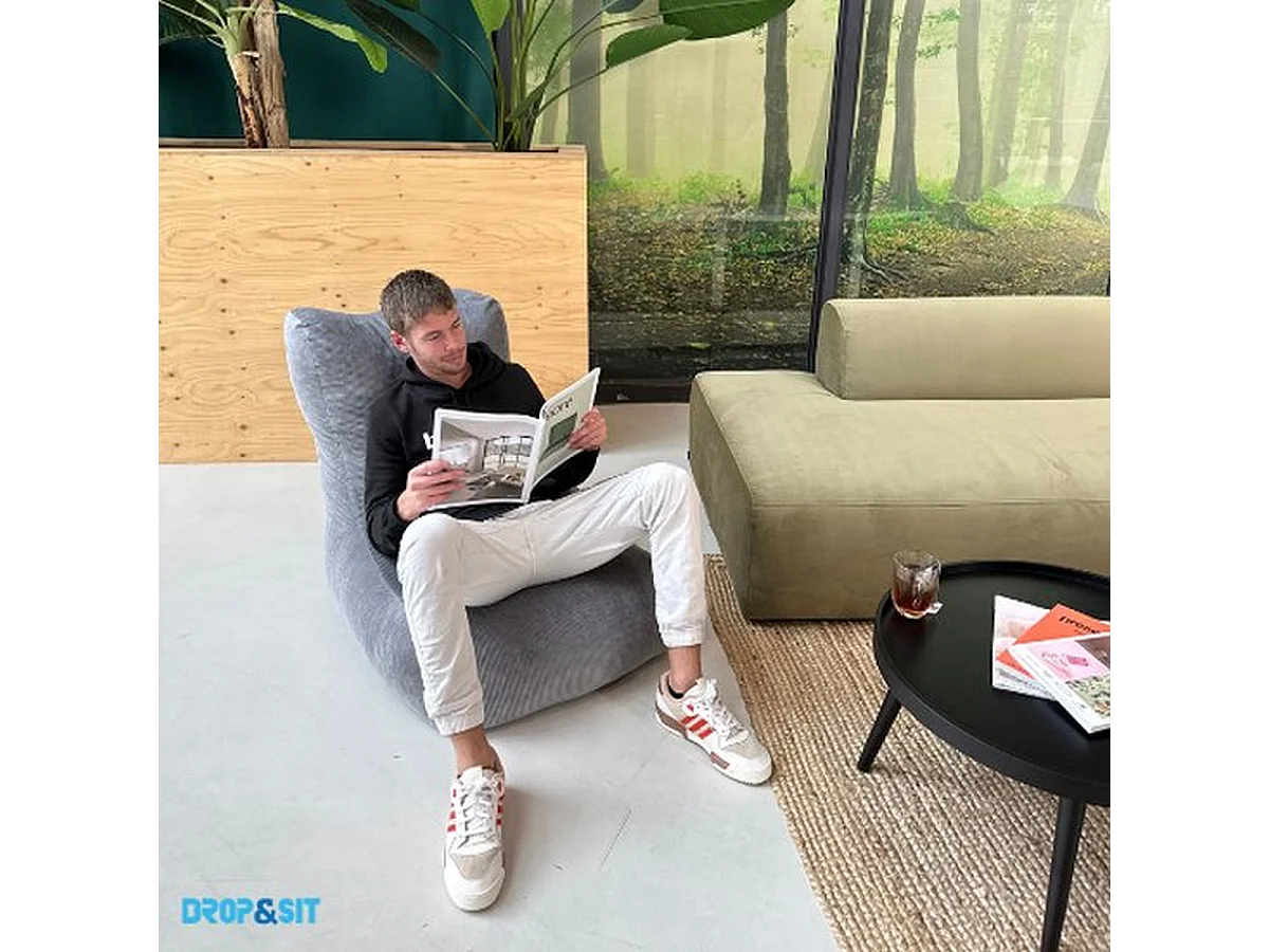 Parya - Stoel Zitzak Ribstof - Curry - 95 x 65 x 75 cm - Voor Binnen