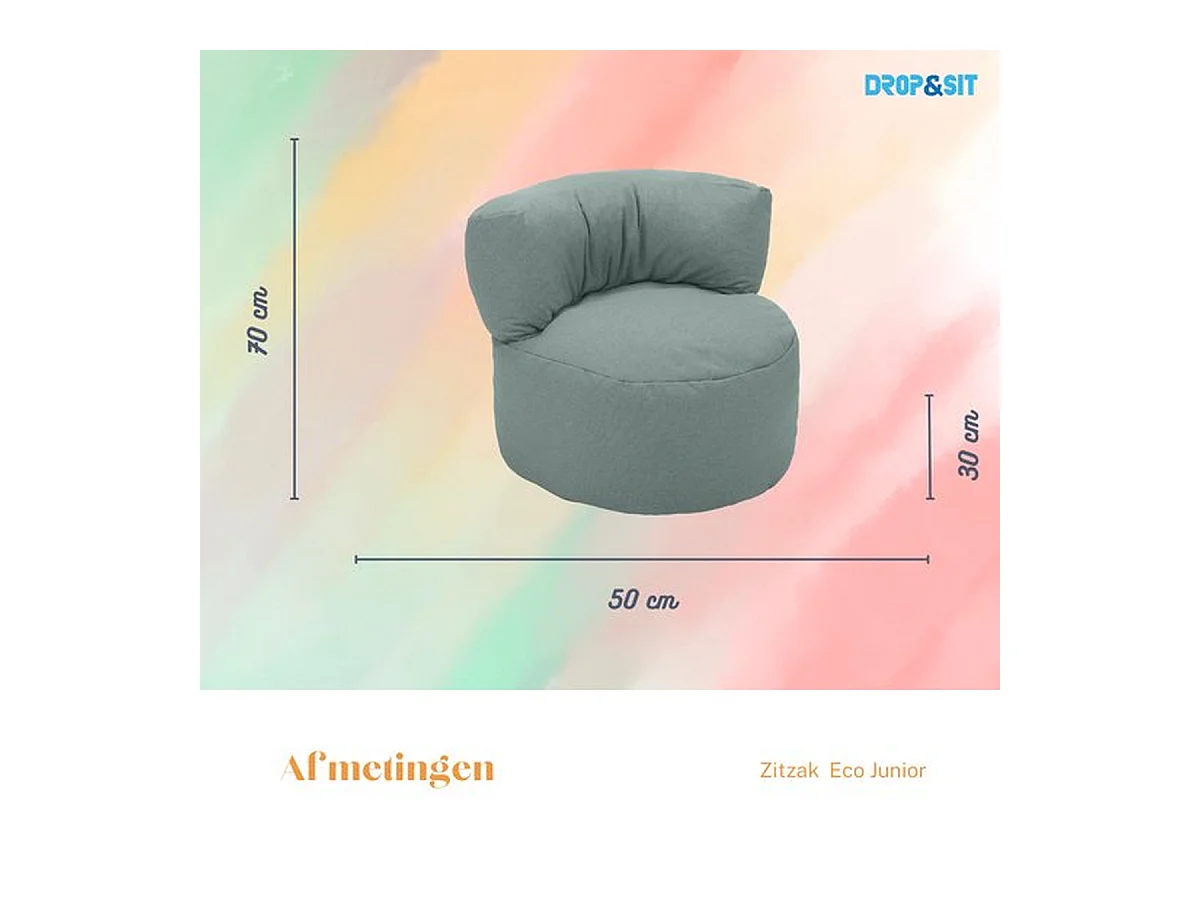Parya - Zitzak Stoel Junior - Mintgroen - 70 x 50 cm - Kinderstoel met