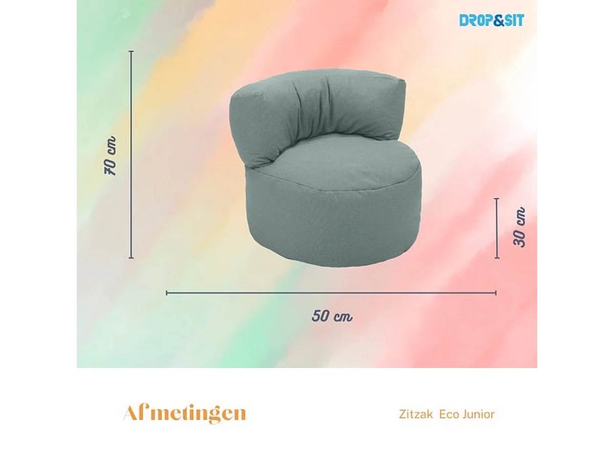 Parya - Zitzak Stoel Junior - Mintgroen - 70 x 50 cm - Kinderstoel met