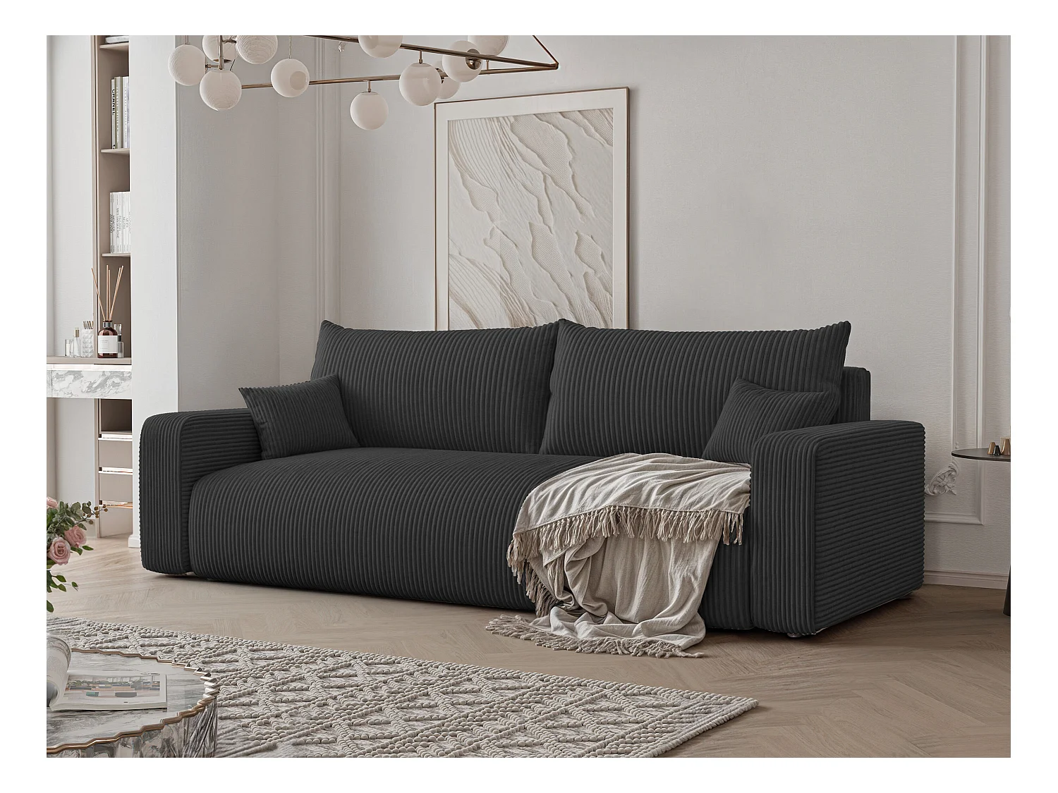 Canapé avec fonction couchage, Noir