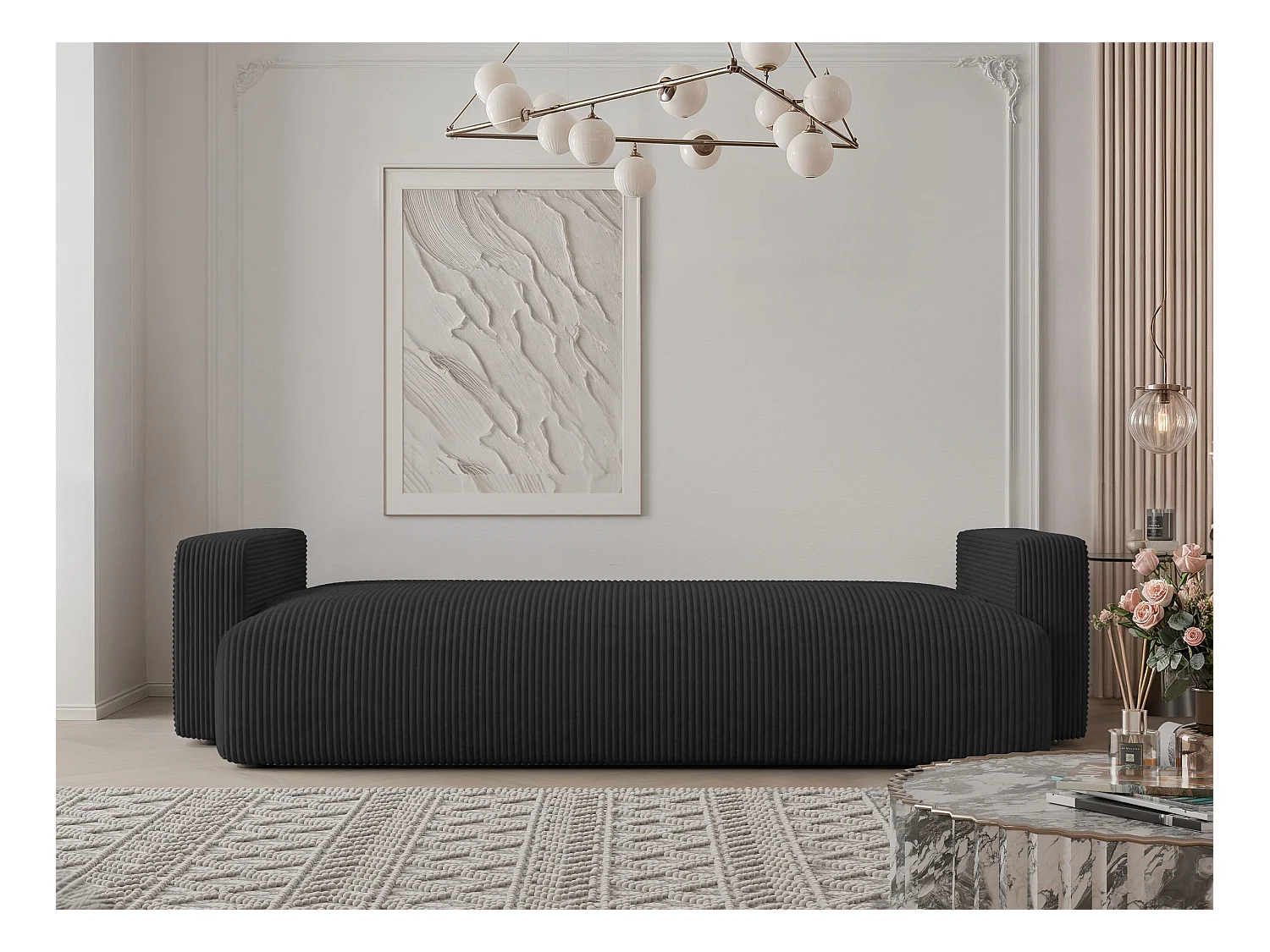 Canapé avec fonction couchage, Noir