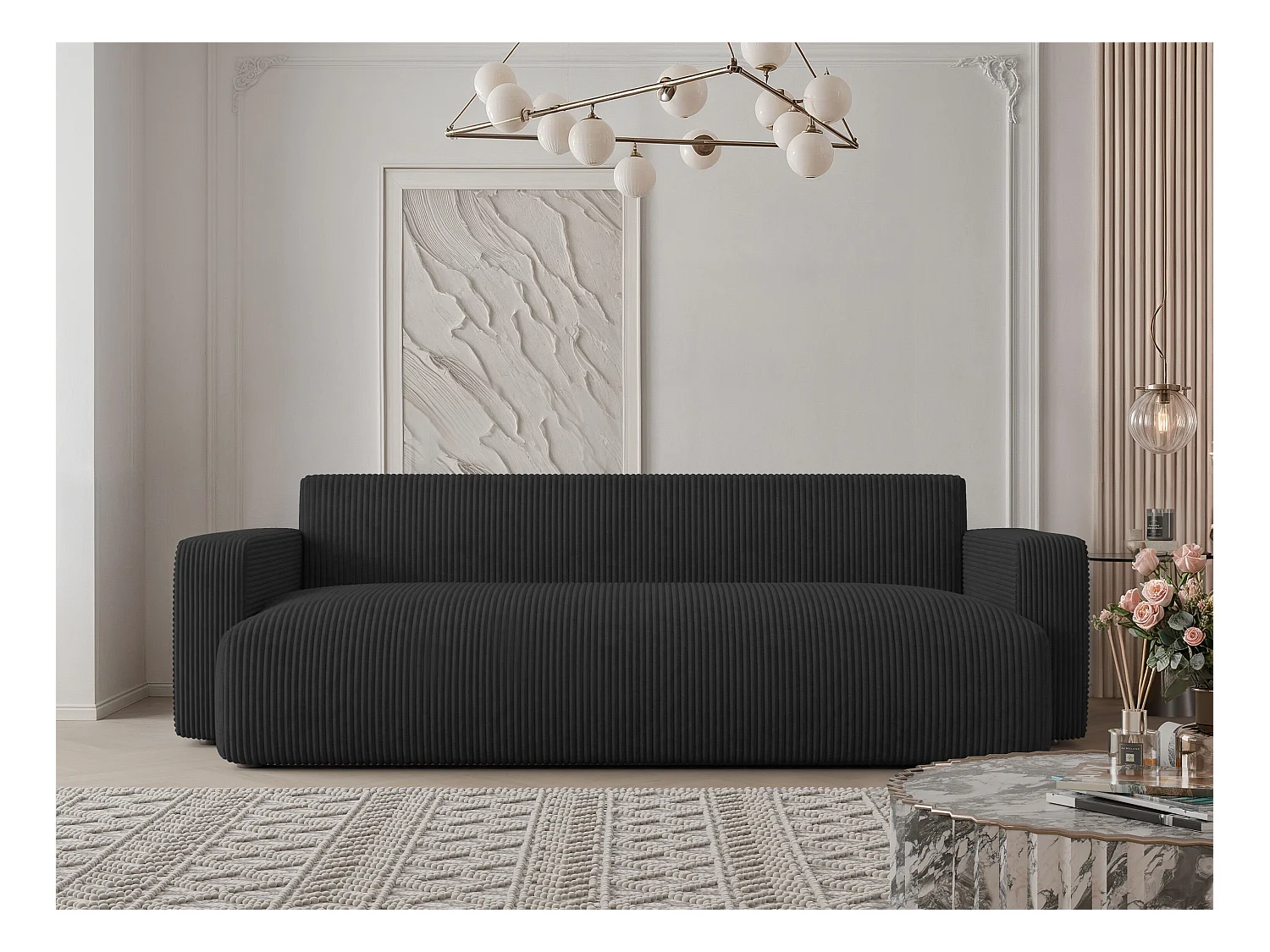 Canapé avec fonction couchage, Noir