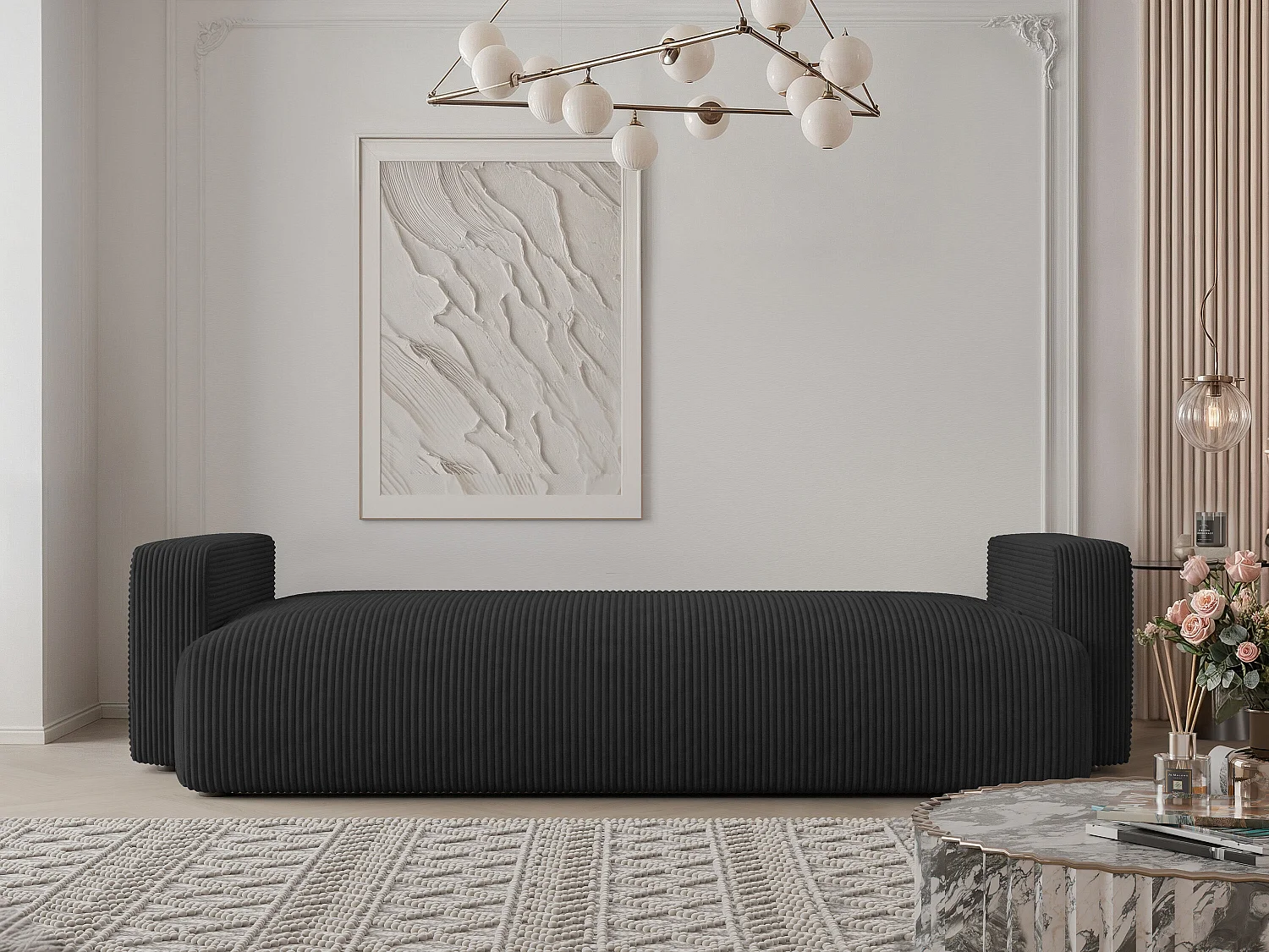 Canapé avec fonction couchage, Noir