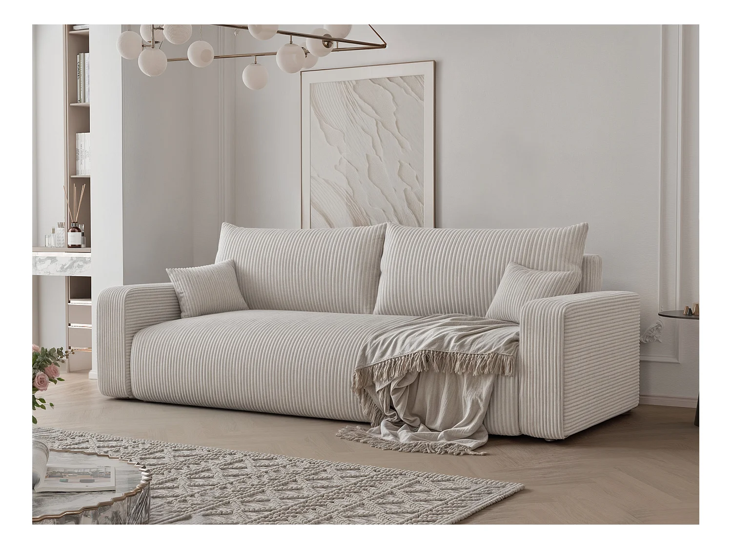 Canapé avec fonction couchage, Beige