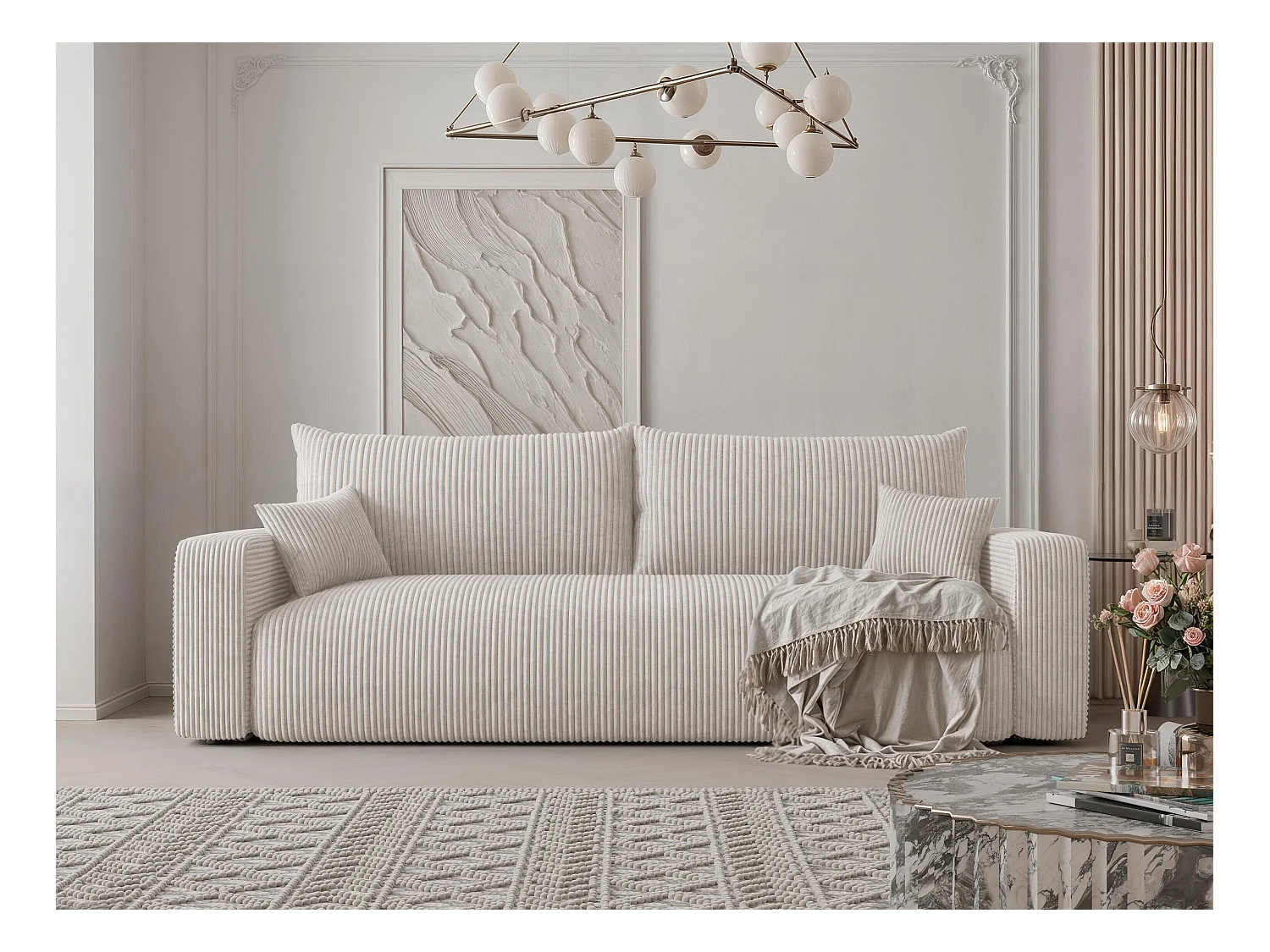 Canapé avec fonction couchage, Beige