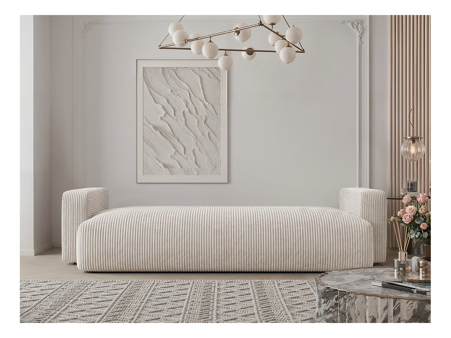 Canapé avec fonction couchage, Beige