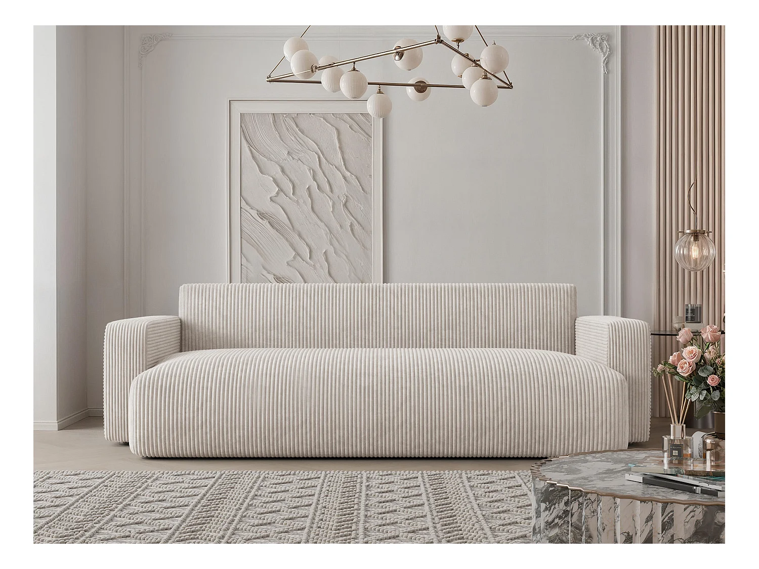 Canapé avec fonction couchage, Beige