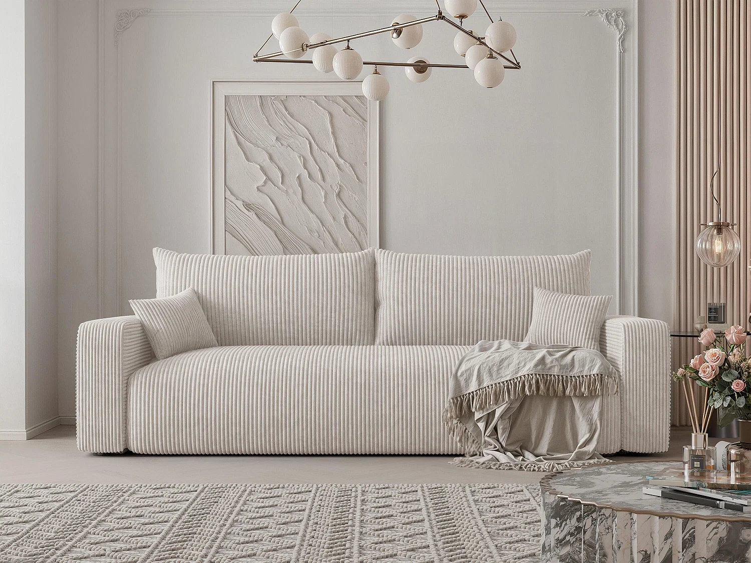 Canapé avec fonction couchage, Beige