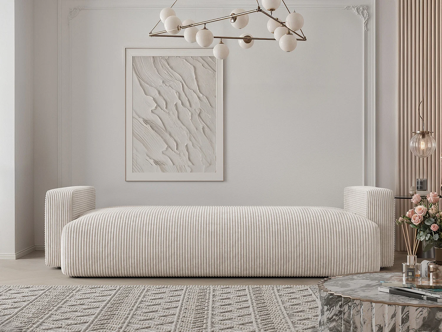 Canapé avec fonction couchage, Beige