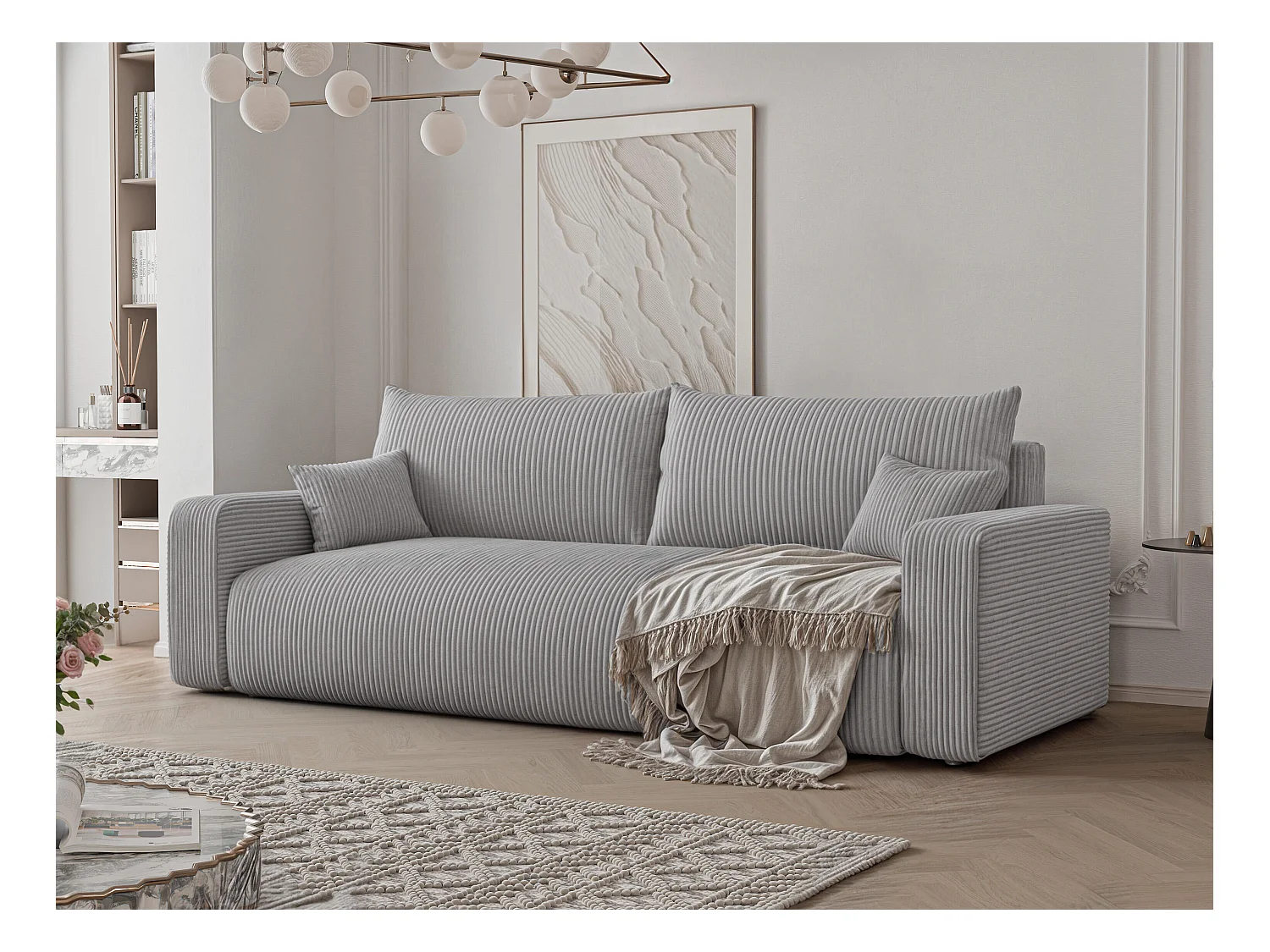 Canapé avec fonction couchage, Gris clair